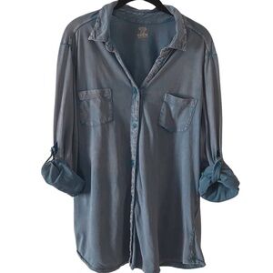 ROUTE 66 Womens Tagless Long Sleeve Super Soft Light Denim Shirt Sz Large